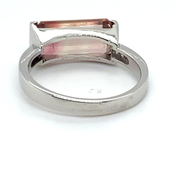 Bi Color Tourmaline 3.71ct Solid 14K White Gold Ring - Picture 6 of 7